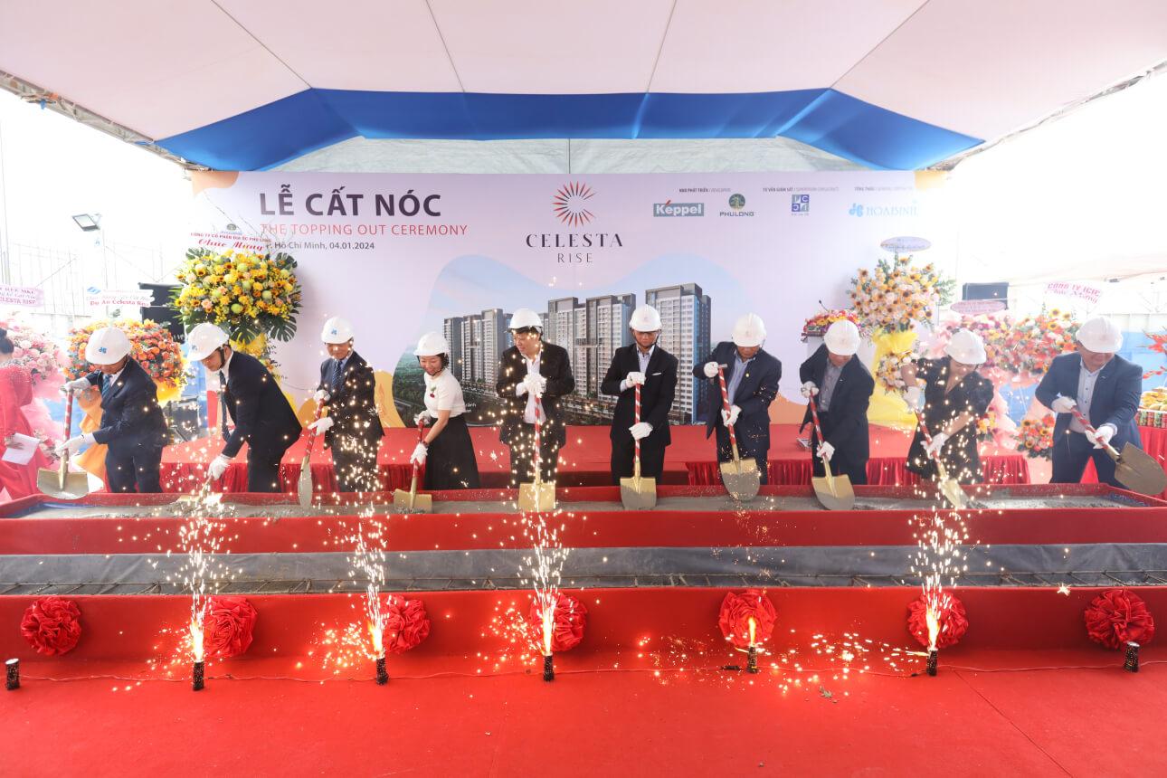 Esteemed guests participating in the shovel ceremony