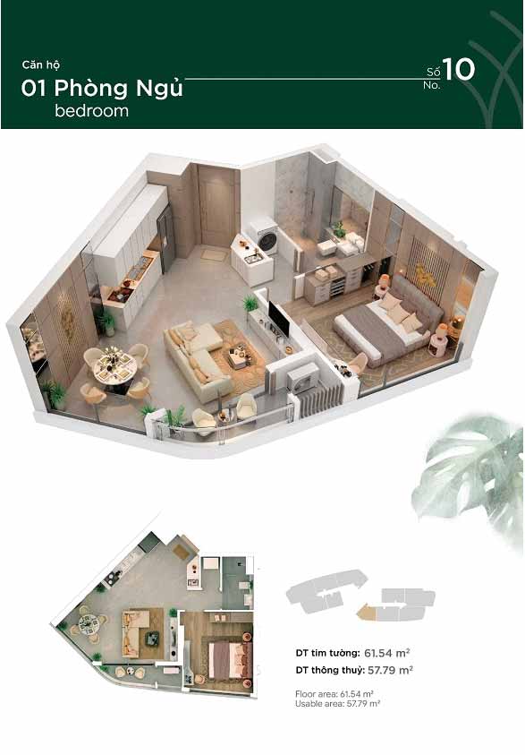 Thao Dien Green apartment unit layout 1BR-10.